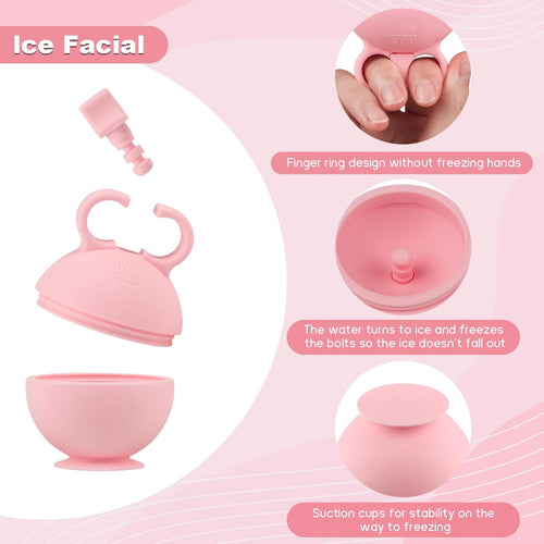 2 Pack Ice Roller for Face, Face Ice Roller for Women Face Neck Body and Eye, Ice Face Roller Tones Skin Eliminates Puffiness Ice for Face Ice Mold (Pink Blue)